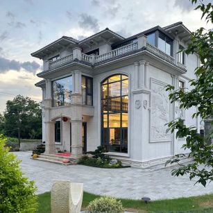 吉林市 白麻花岗岩私人别墅干挂石材豪华定制