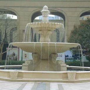 吉林市 黄金麻花岗岩异型加工——户外庭院石雕流水喷泉