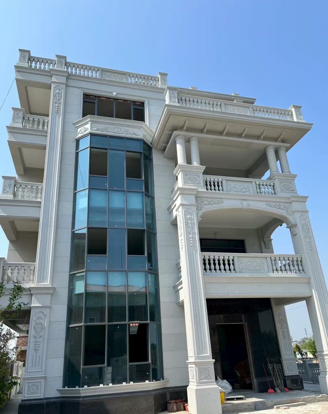 吉林市 白麻花岗岩别墅外墙干挂效果展示