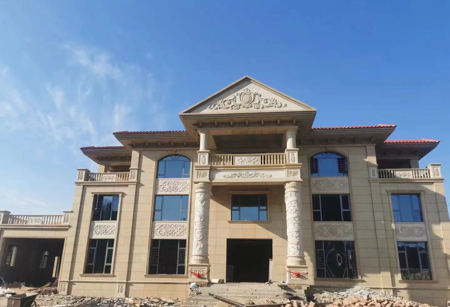 吉林市 黄金麻花岗岩别墅外墙干挂