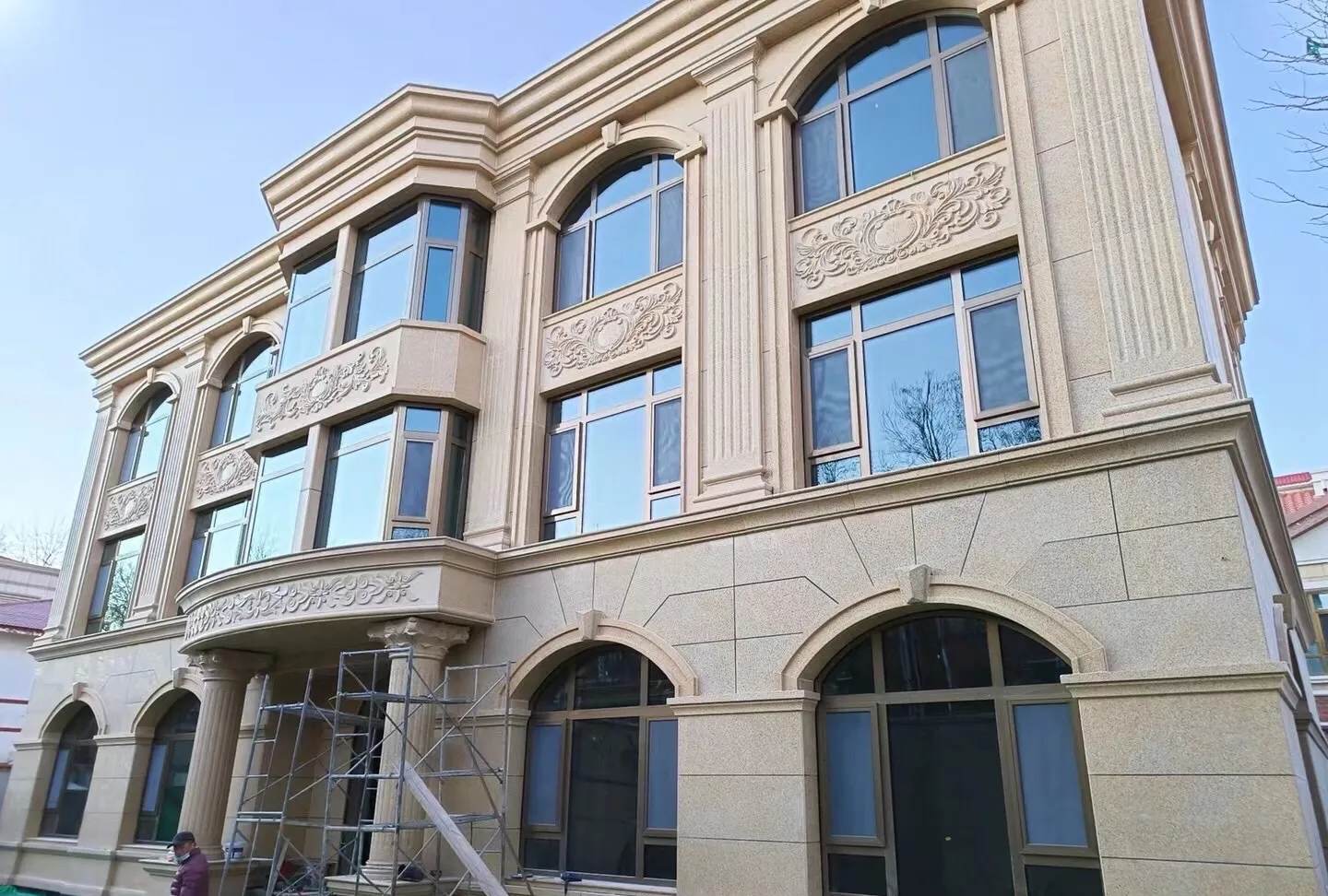 吉林市 黄金麻花岗岩别墅外墙干挂